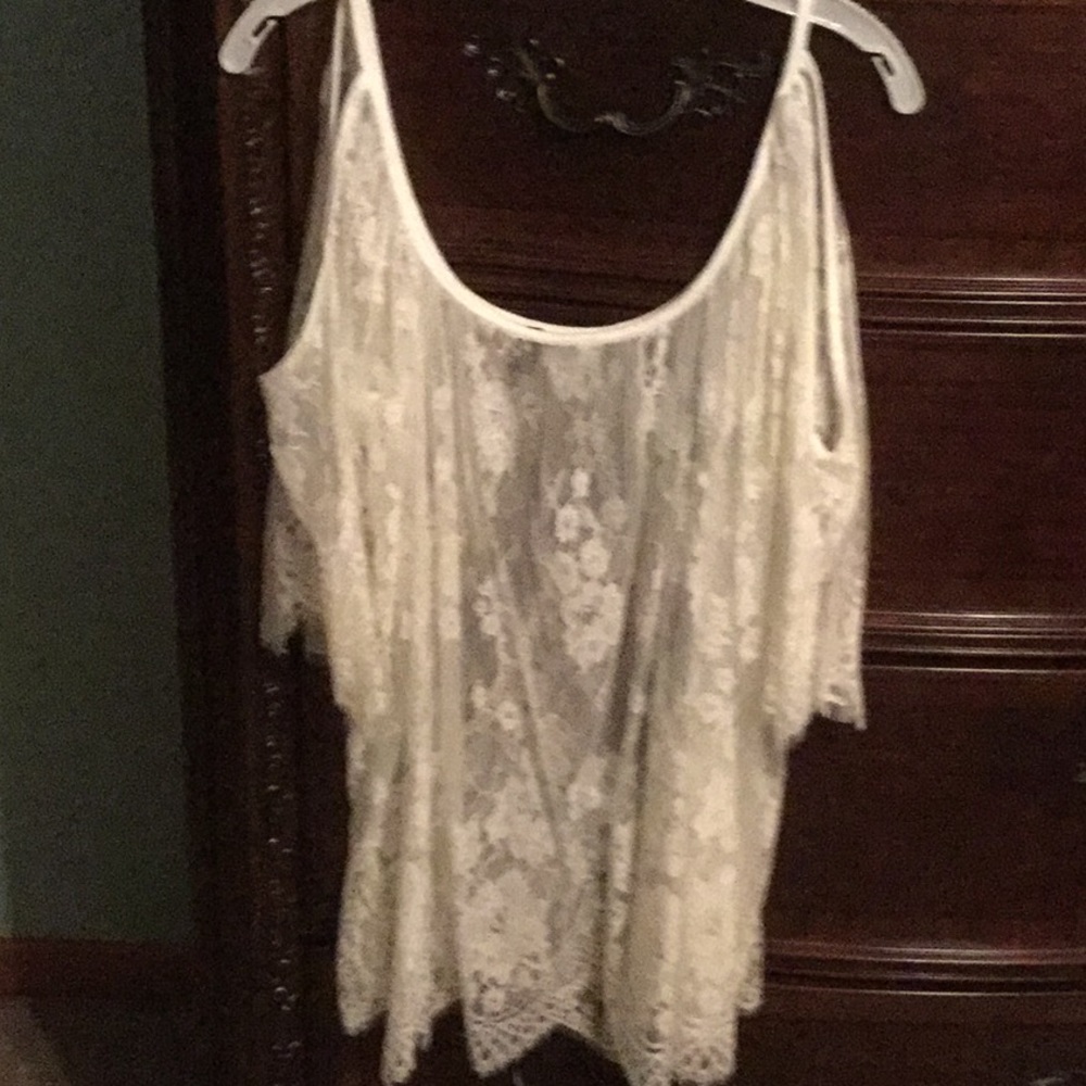 Cold shoulder lace top